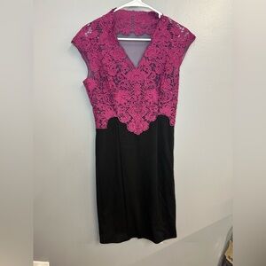 Venus Elegant Pink and Black Lace bra lined Dress size 4